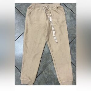 Arie Women’s 100% Cotton Ribbed Jogger Tan Sz M  Casual Cozy Preppy Comfy